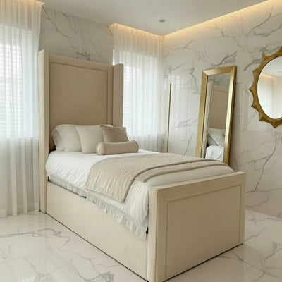 Princess Wingback Bedframe in Plush Velvet – Handcrafted UK Design LUXE DECORS