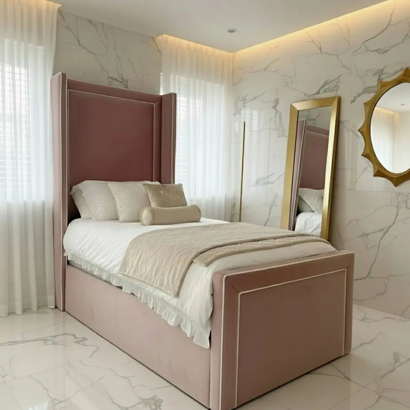 Princess Wingback Bedframe in Plush Velvet – Handcrafted UK Design LUXE DECORS