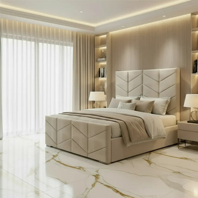 Knightsbridge Plush Velvet Ottoman Bed – Bespoke Handcrafted Design FIL