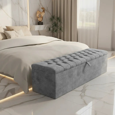 Crushed Velvet Ottoman Box FIL