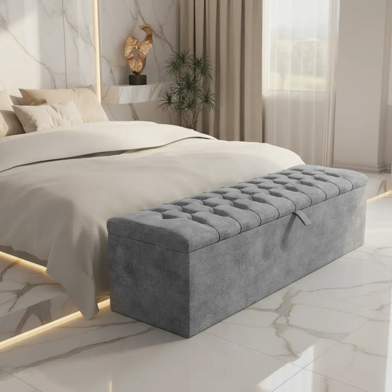 Crushed Velvet Ottoman Box FIL