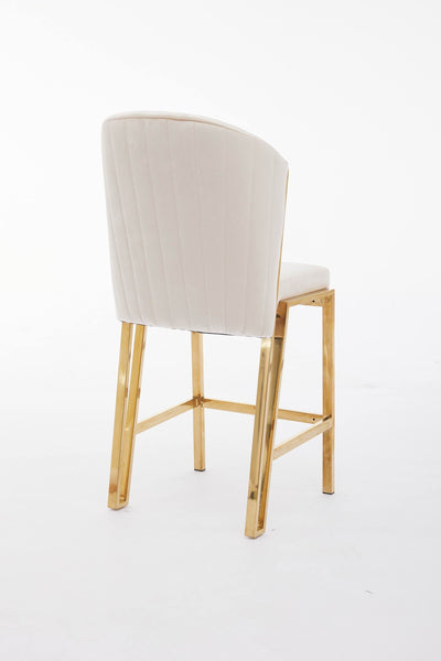 Fabio Shimmer Fabric Gold Metal Plating Barstool