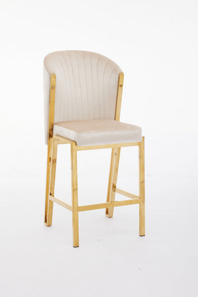 Fabio Shimmer Fabric Gold Metal Plating Barstool