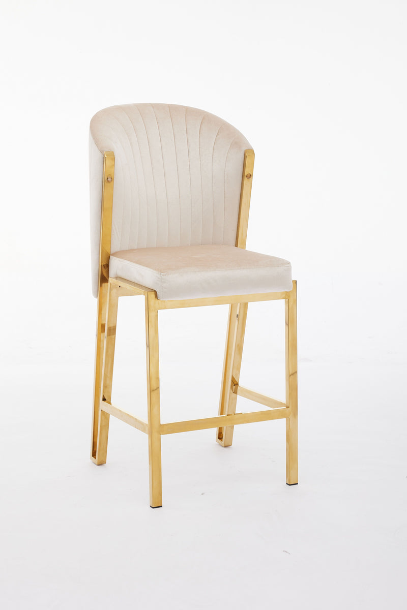 Fabio Shimmer Fabric Gold Metal Plating Barstool