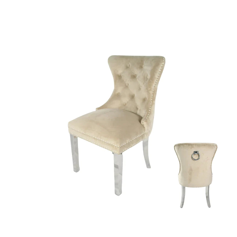 Chelsea Cream Velvet Ring knocker Dining chair