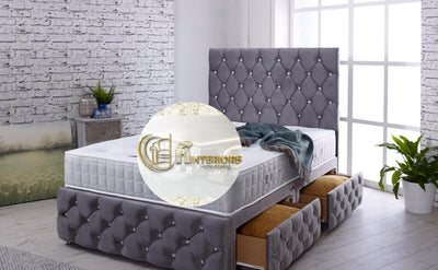 Eleana divan bed with draws + 54" high headboard + footboard