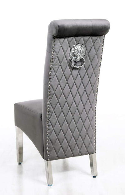 Sofia Dining Chairs Lion Knocker chrome legs