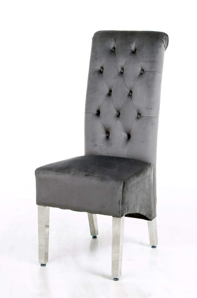Sofia Dining Chairs Lion Knocker chrome legs