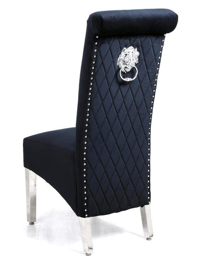 Sofia Dining Chairs Lion Knocker chrome legs