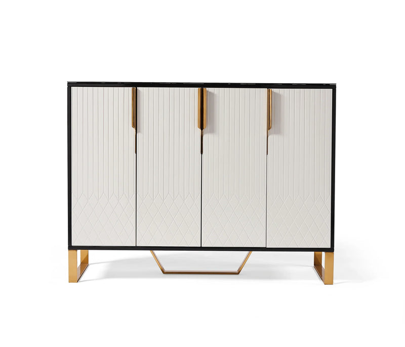 Amal Ribbed Furniture Range - Black, White & Gold Sideboard