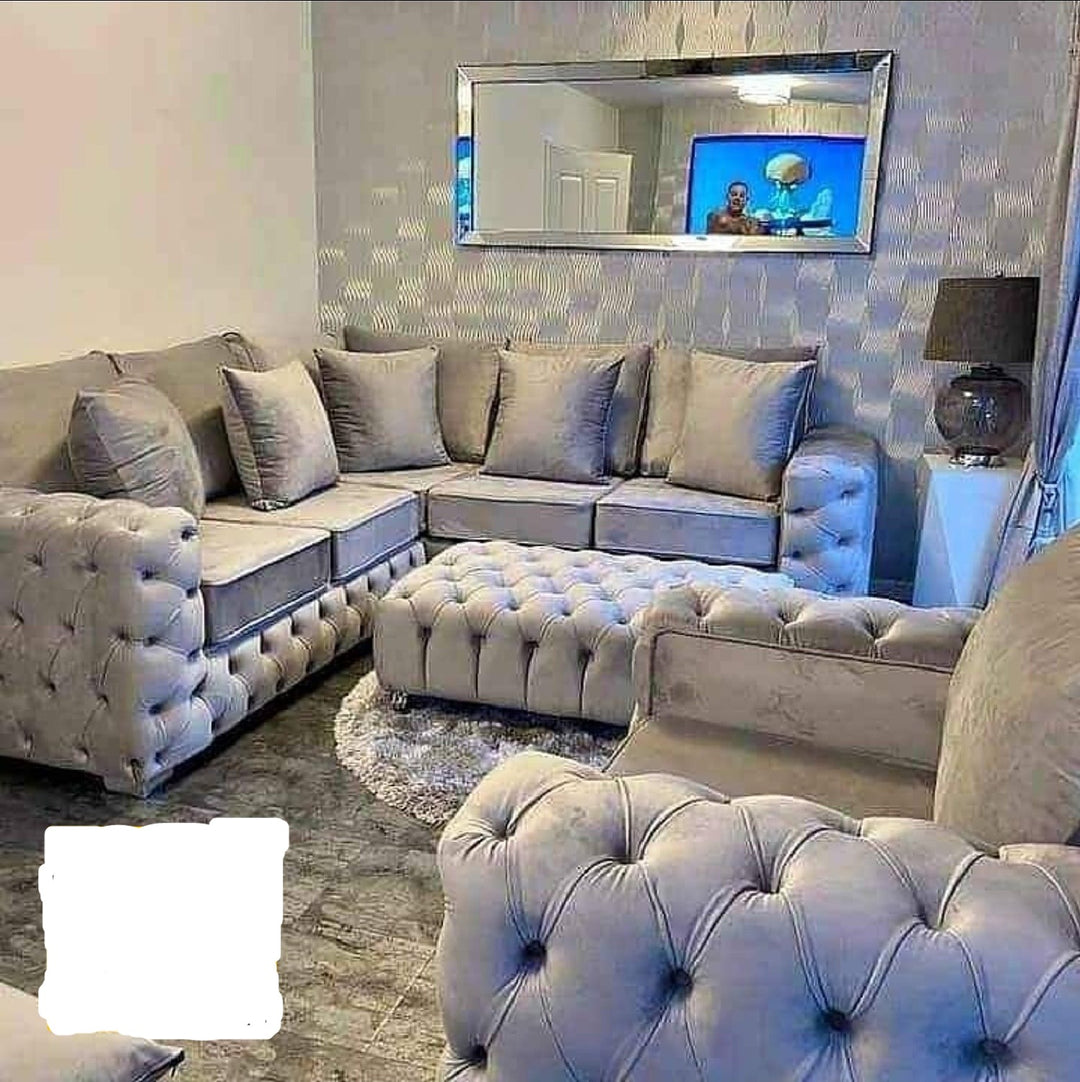 Crushed velvet sofa with diamante buttons discount