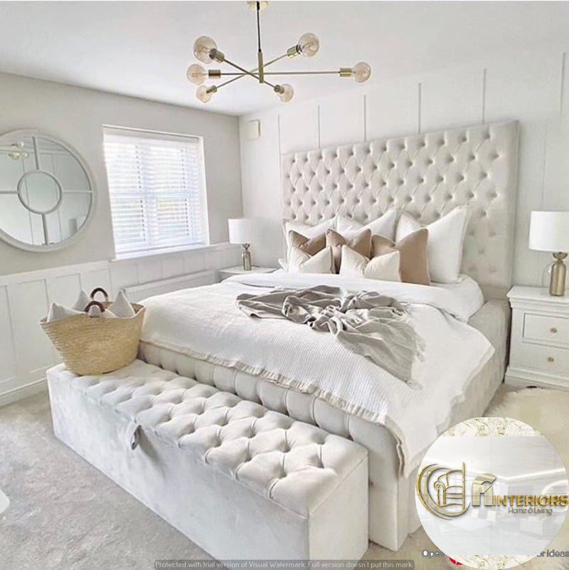 MILA BED IN 5FT CREAM PLUSH VELVET