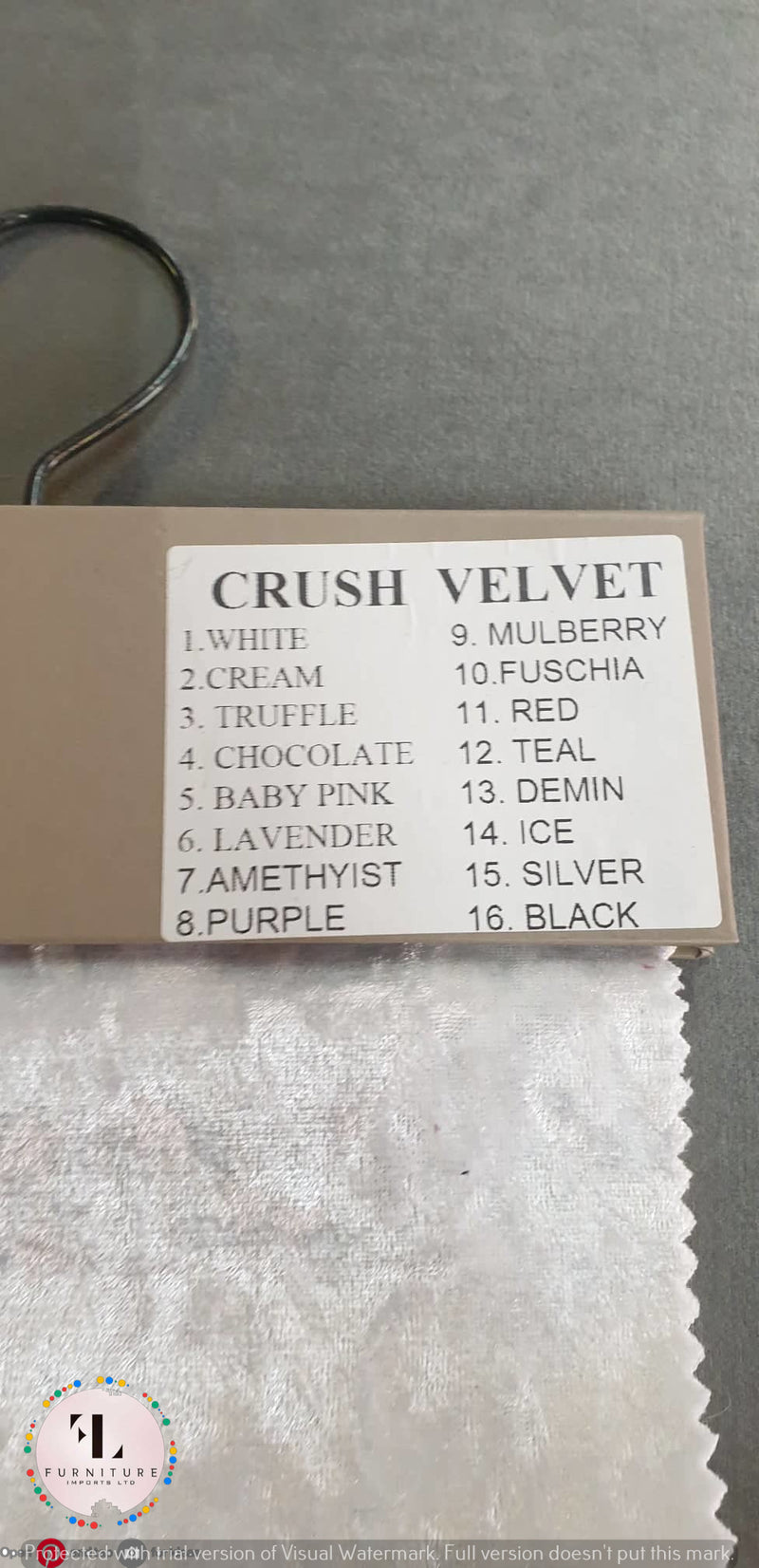 BEDFRAME SAMPLE - Crushed Velvet Bed Samples