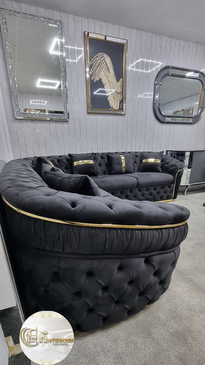 Chrometrimsofa goldtrimsofa velvetsofa dubaisofacollection plushvelvetsofas luxurysofa uniquesofas furniture sofas sofa cornersofa 3+2sofa homedecor design interiordesign livingroom home furnituredesigns love bespoke bespokesofas