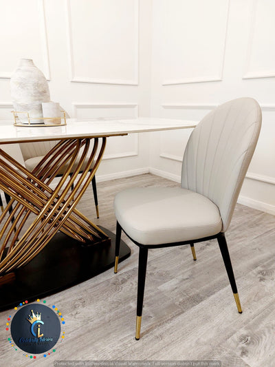 Orion Gold 1.8 Polar White Sintered Stone Top + Sienna Dining Chairs