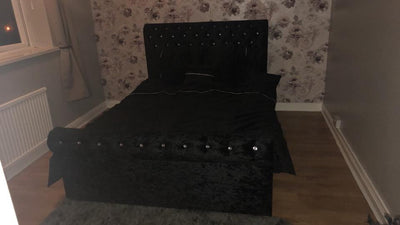 Sleigh chesterfield crushed velvet bedframe