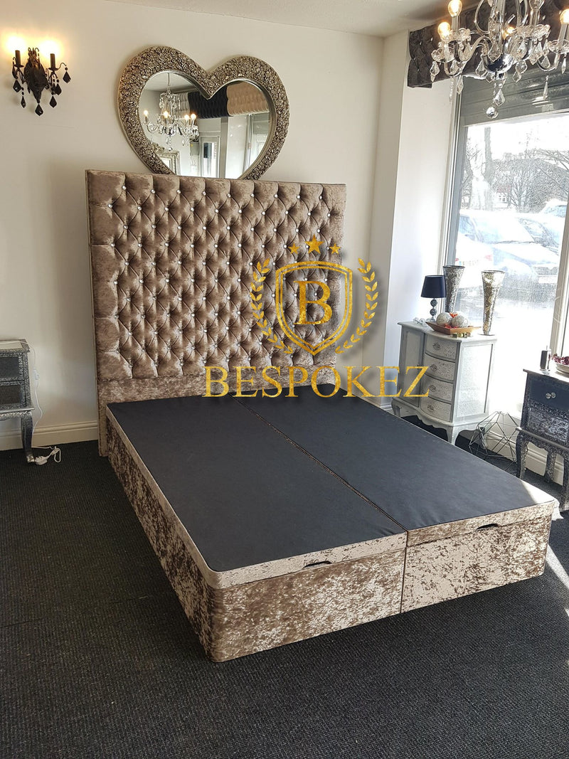 Alexandra Crushed Velvet Ottoman Gaslift with extra High Headboard