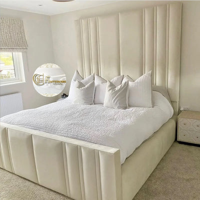 Athena wingback bed in plush velvet
