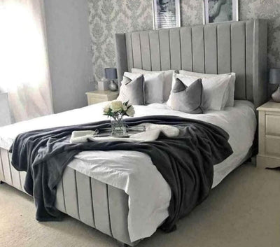 Roma wingback bedframe in plush velvet