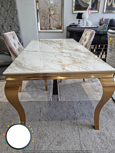 Lewis Gold Ceramic Dining Table1.5 and1.8m Size