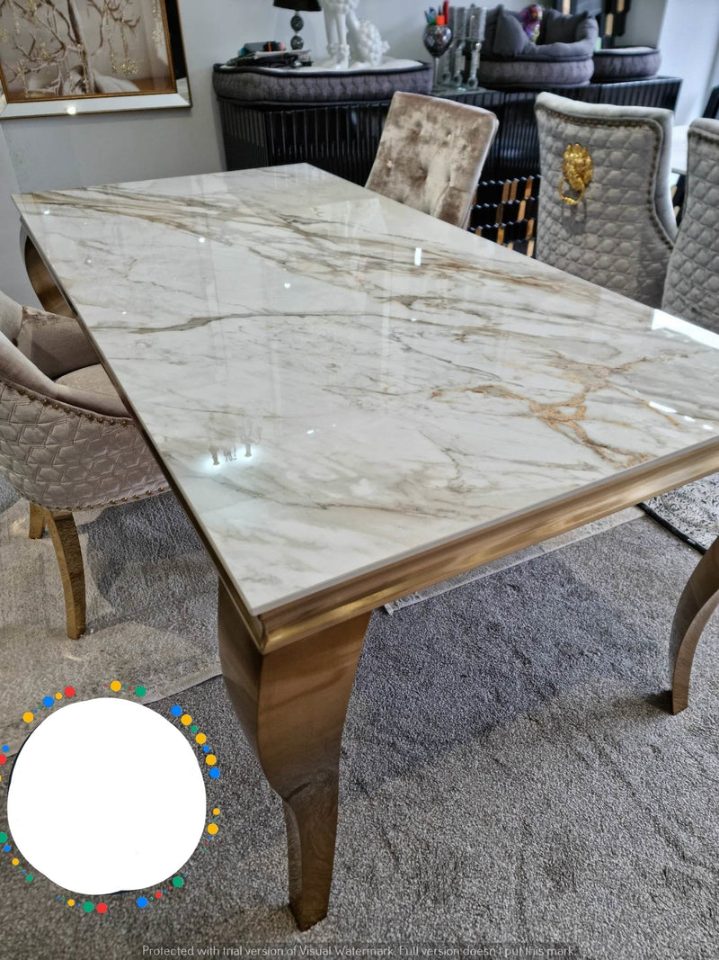 Lewis Gold Ceramic Dining Table1.5 and1.8m Size