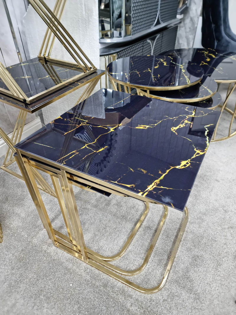 MANECA NEST OF TABLES 3 BLACK AND GOLD - NOW ON SALE