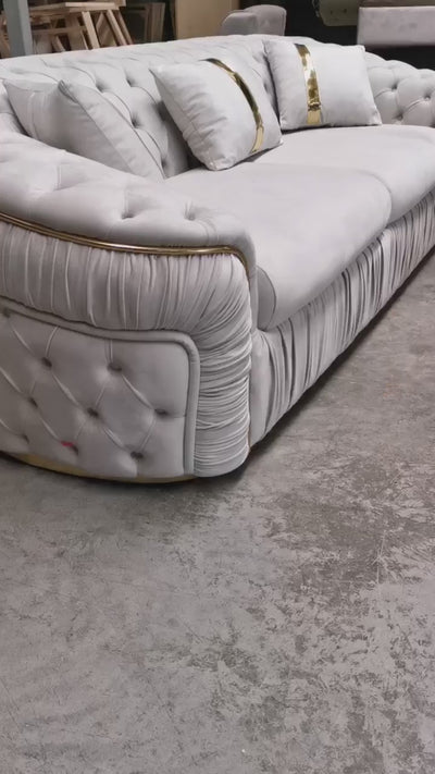 Chrometrimsofa goldtrimsofa velvetsofa dubaisofacollection plushvelvetsofas luxurysofa uniquesofas furniture sofas sofa cornersofa 3+2sofa homedecor design interiordesign livingroom home furnituredesigns love bespoke bespokesofas