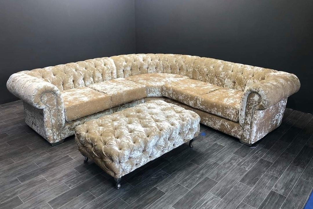 Cream crushed velvet corner sofa hotsell