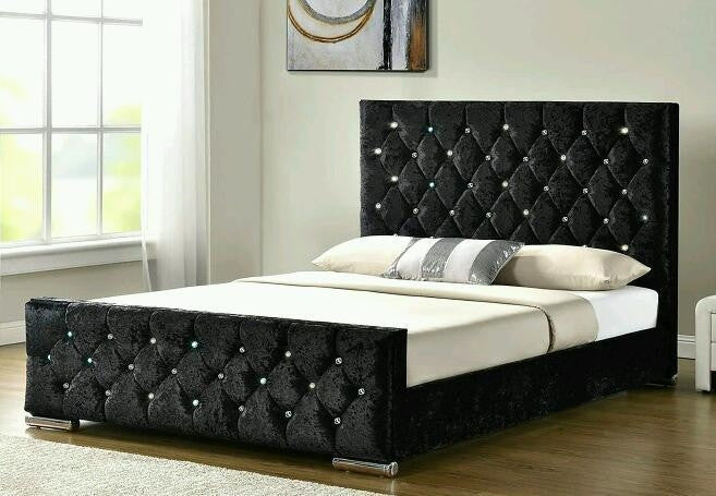 Emerald crushed velvet bedstead