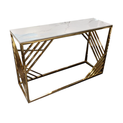 Azure Gold Console Table with Polar White Sintered Top