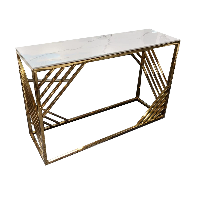 Azure Gold Console Table with Polar White Sintered Top