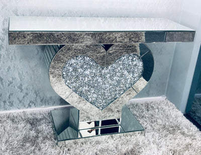 Crushed Diamond Heart Console Table