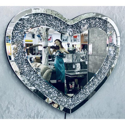 Crushed Diamond Heart Wall Mirror