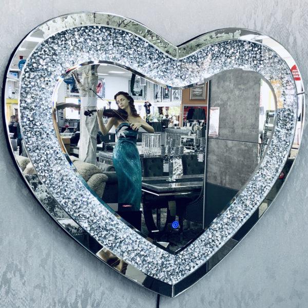 Crushed Diamond Heart Wall Mirror