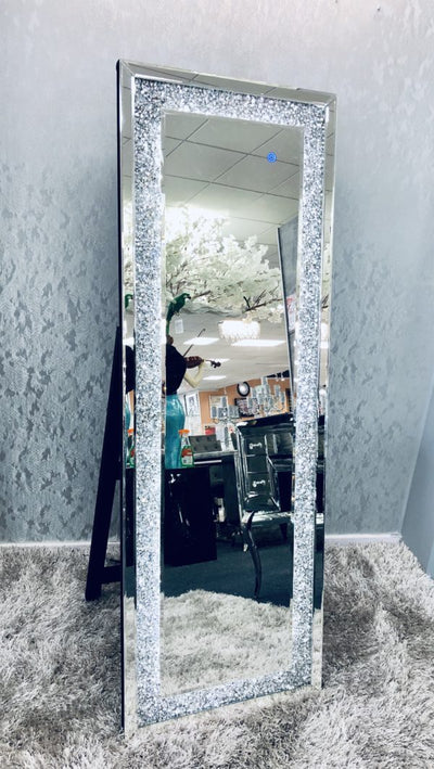 Crushed Diamond LED Cheval Mirror - Furniture Imports LTD