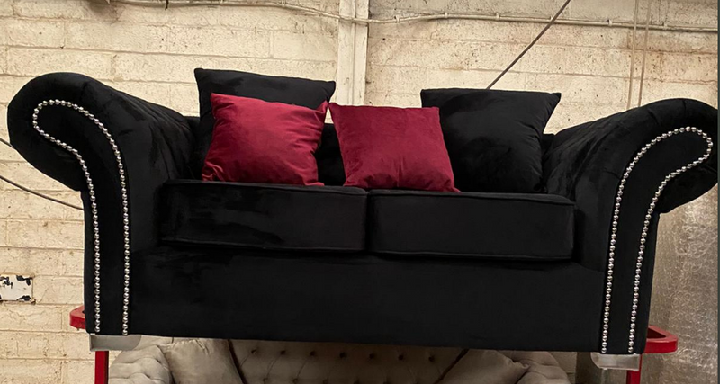 Balmain 3+2 Sofa in Black plush Velvet