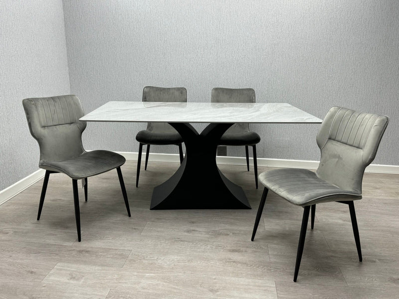 Caroline Grey Ceramic 160cm Fixed Top Table