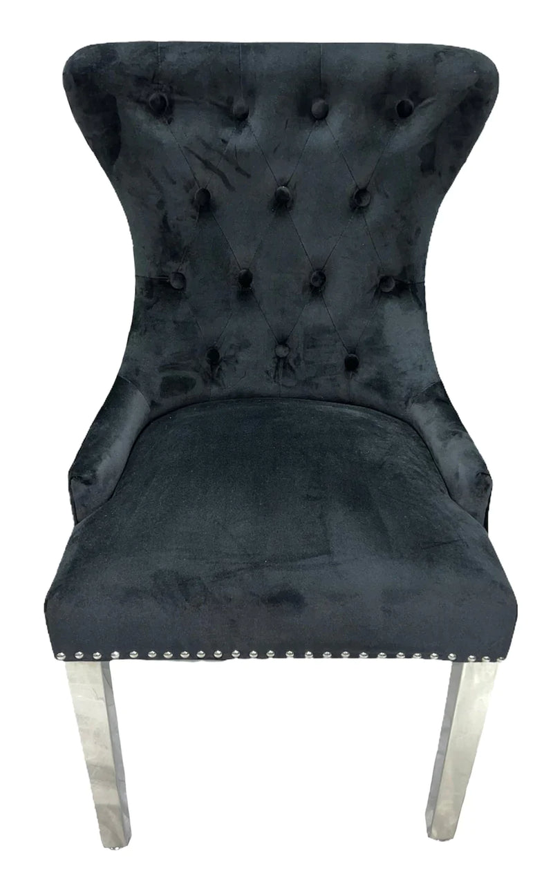 Chelsea Black Velvet Ring knocker Dining chair