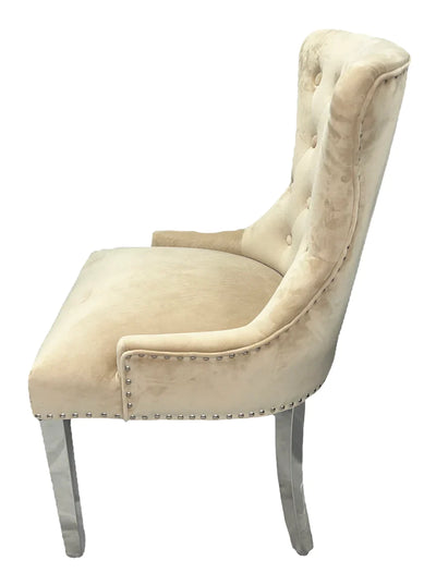 Chelsea Cream Velvet Lion knocker Dining chair!