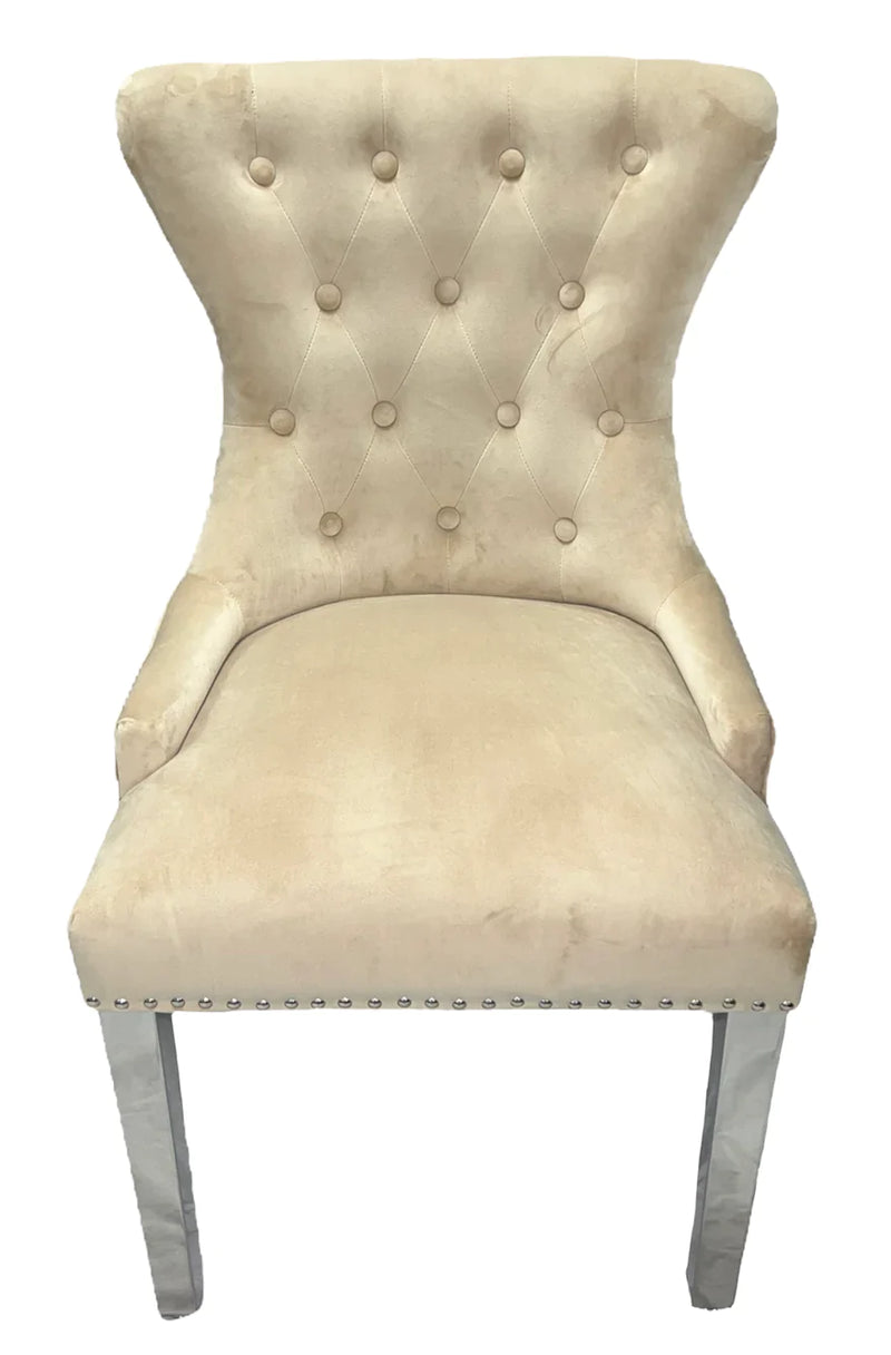 Chelsea Cream Velvet Ring knocker Dining chair