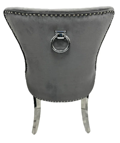 Chelsea Dark Grey  Velvet Ring knocker Dining chair