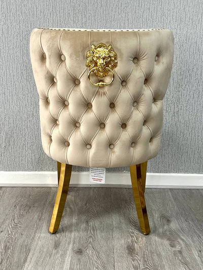 Valentino Gold Detailing Lion Knocker back Dining Chairs