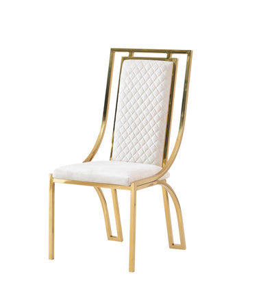 Amelia White Ceramic 180cm Gold + Windsor Dining Chair