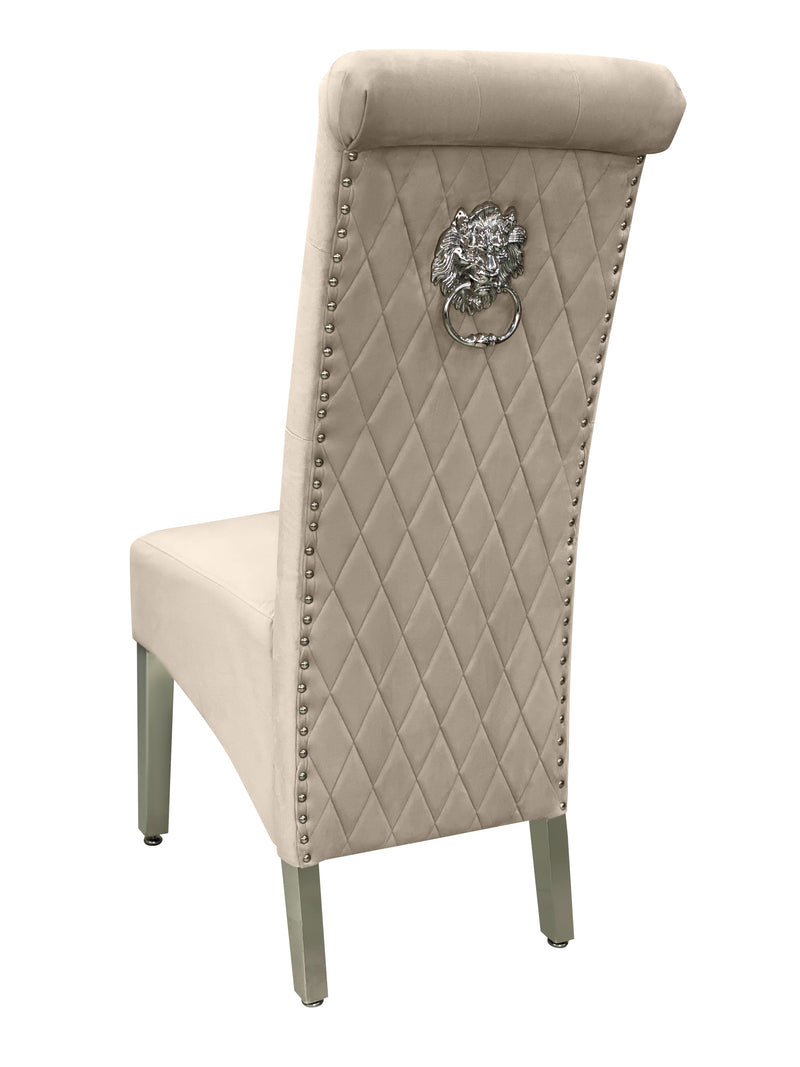 Sofia Dining Chairs Lion Knocker chrome legs