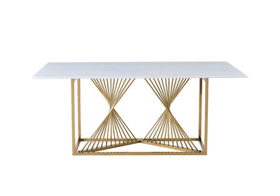 Amelia White Ceramic 180cm Gold Frame Table Only