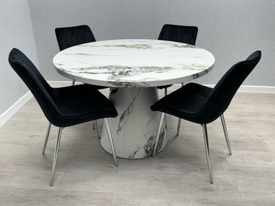 Capri 110cm Round Marble Effect Dining Table (Table Only)