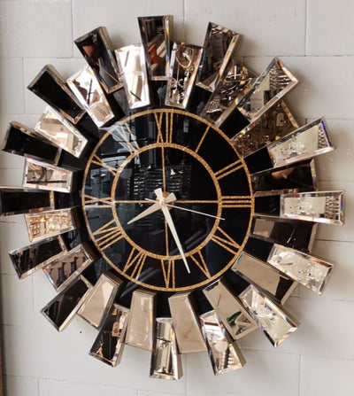 Starburst  Mirrored Wall Clock Gold