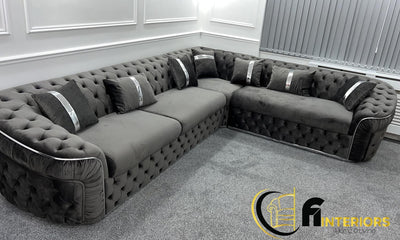 Chrometrimsofa goldtrimsofa velvetsofa dubaisofacollection plushvelvetsofas luxurysofa uniquesofas furniture sofas sofa cornersofa 3+2sofa homedecor design interiordesign livingroom home furnituredesigns love bespoke bespokesofas