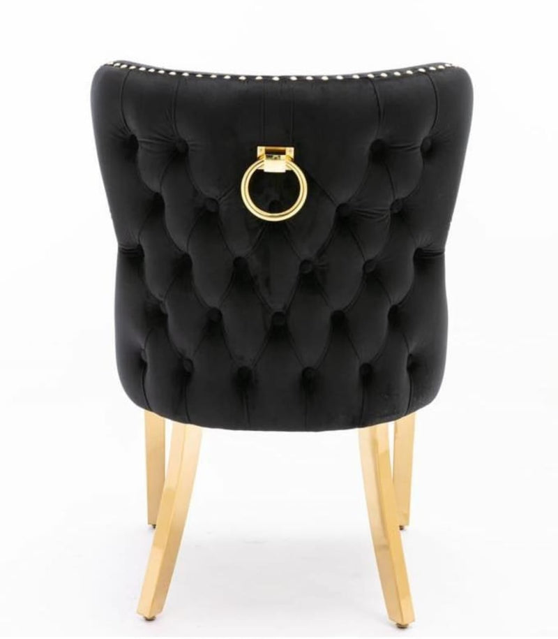 Valentino Gold Detailing Knocker back Dining Chairs