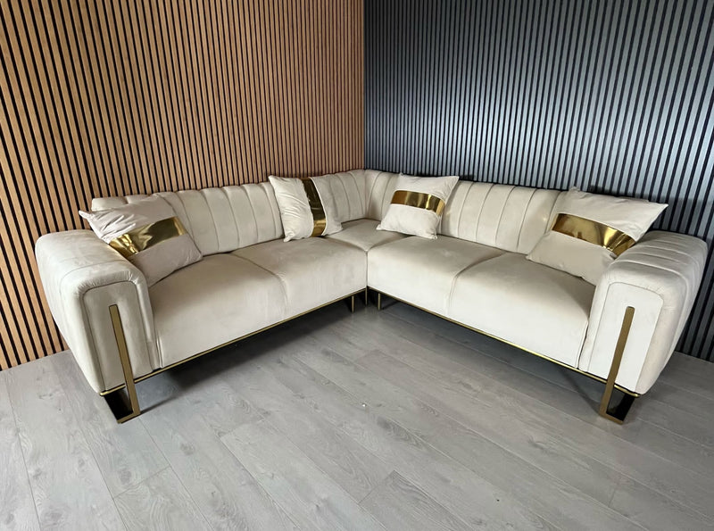 Genova Sofa Range 245cm x 245cm Corner Champagne & Gold